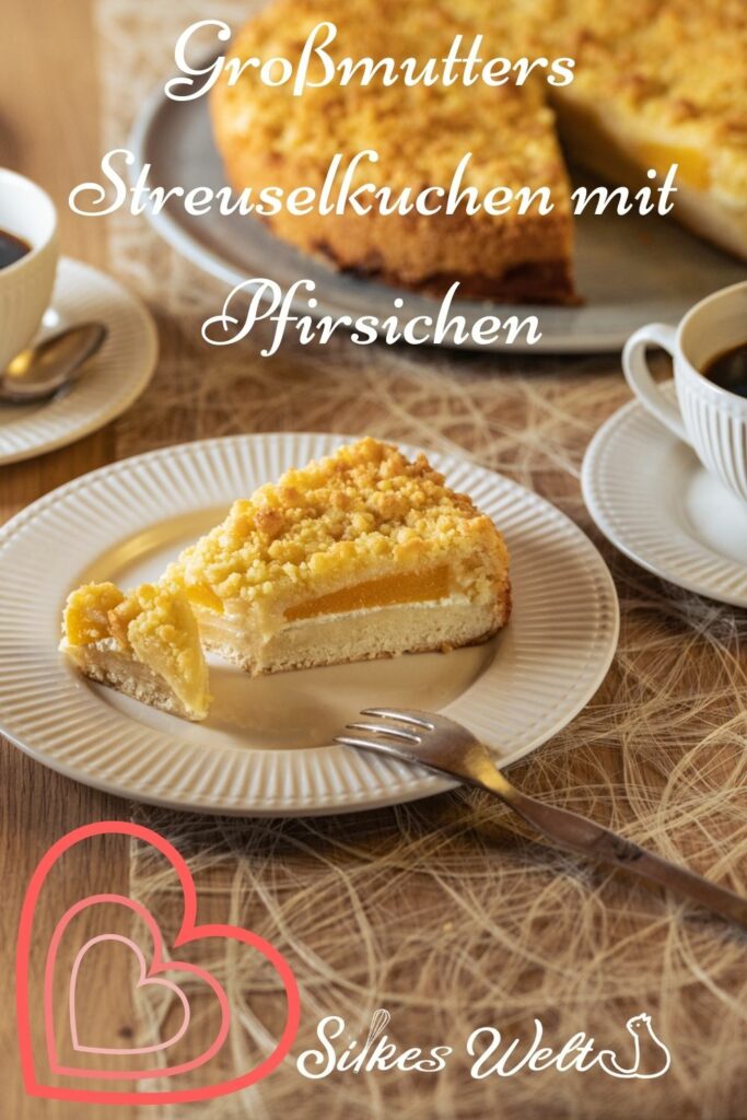 einfacher Streuselkuchen mit Pfirsichen