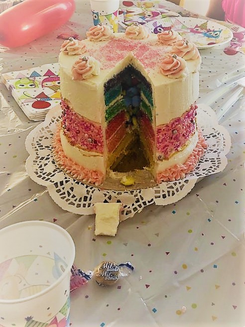 Einhorn-Torte Tag 3 - Einhorn-Torte Fertigstellung Rezepte-SilkesWelt.de Trendtorte Fault line cake