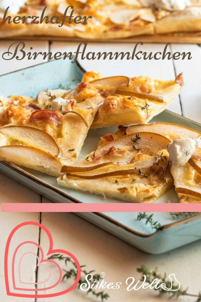 herzhafter Birnen-Flammkuchen backen, mein Rezept für Silkeswelt