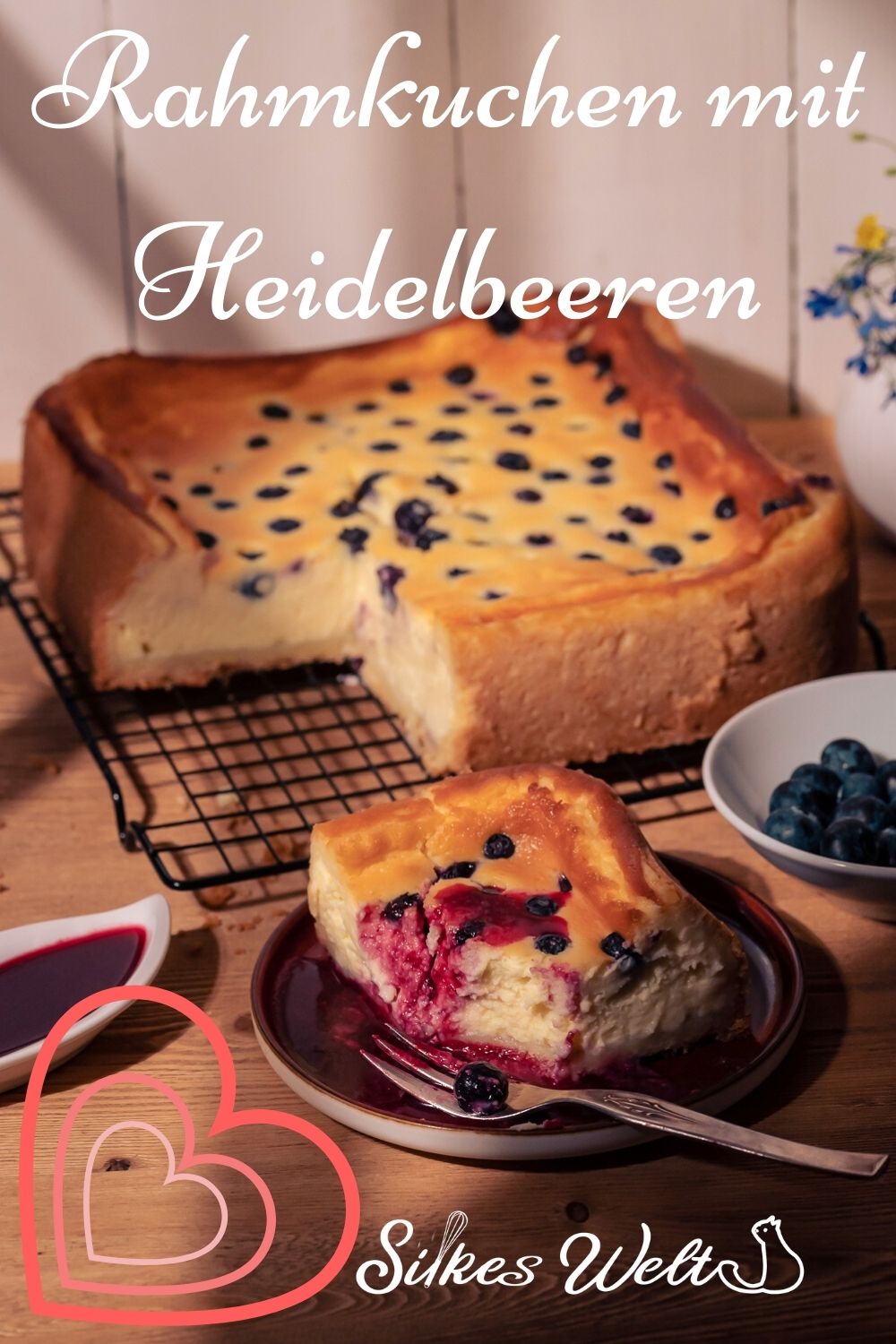 Rahmkuchen mit Heidelbeeren Pinterest1 Silkeswelt Rahmkuchen mit Heidelbeeren