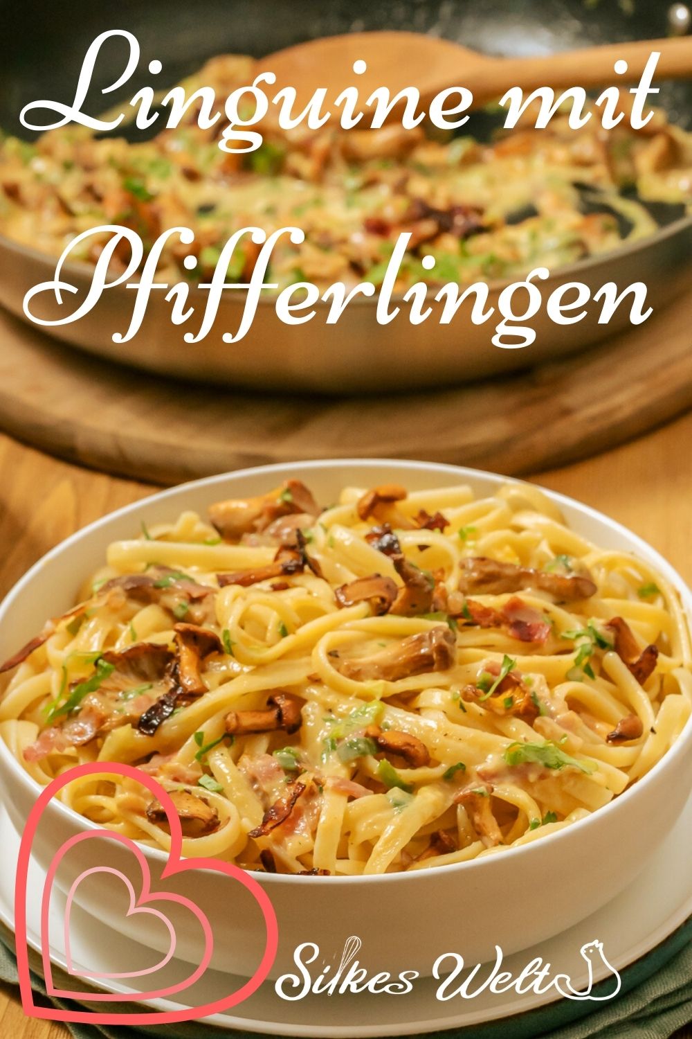 Linguine mit Pfifferlingen Pinterest1 Linguine mit Pfifferlingen veganes Rezept