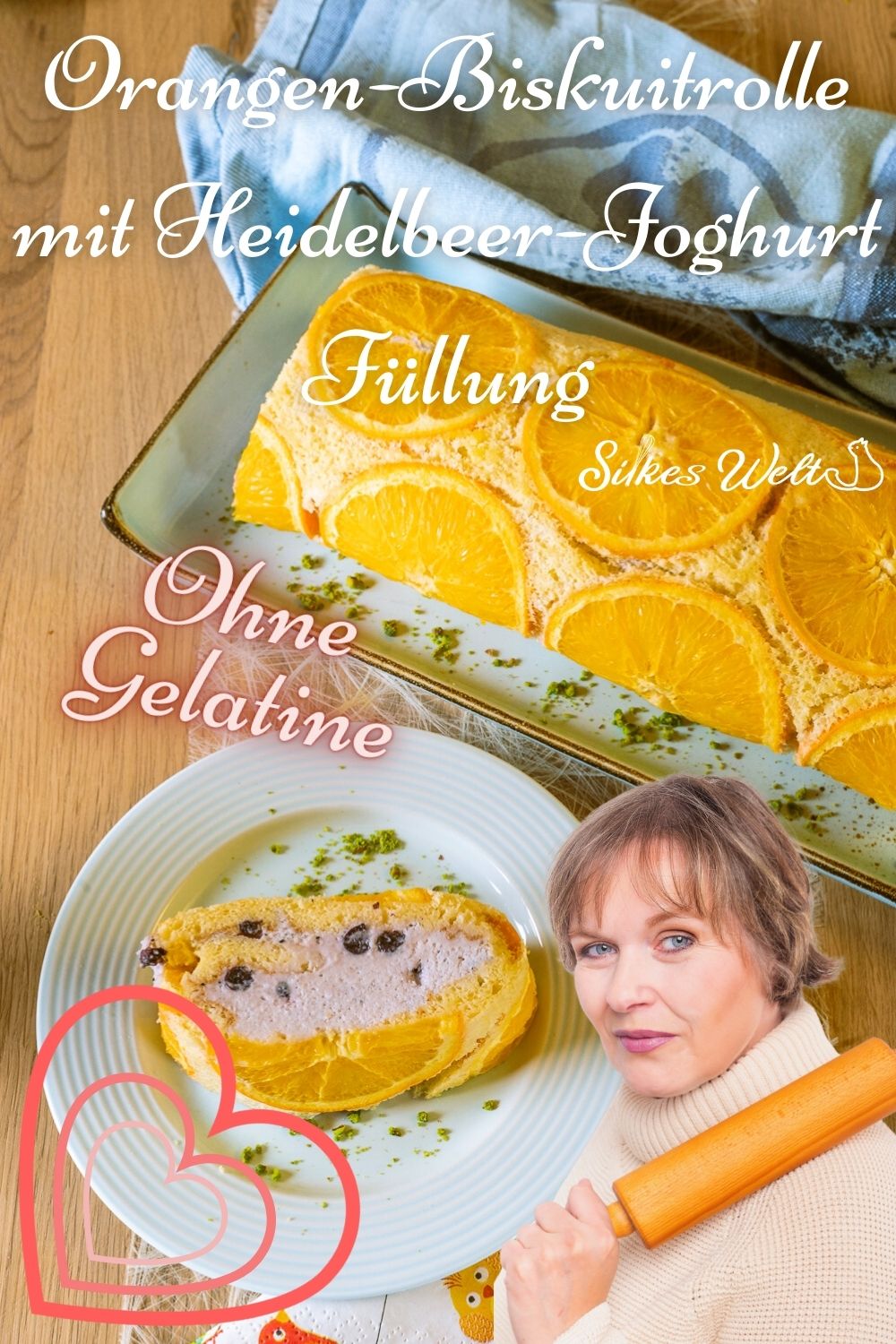 Orangen Biskuit Rolle Pinterest1 Biskuitrolle ohne Gelatine