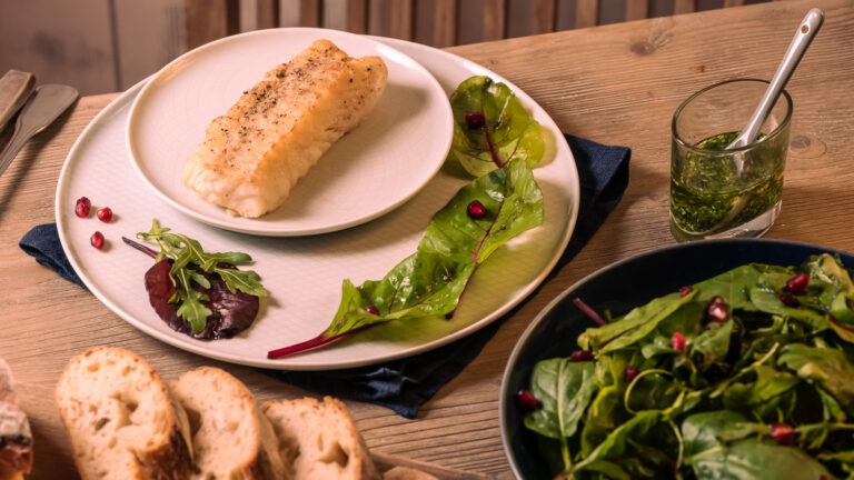 warm herzlich anders Rezepte-SilkesWelt.de Gebratener Kabeljau-Teller Rezept