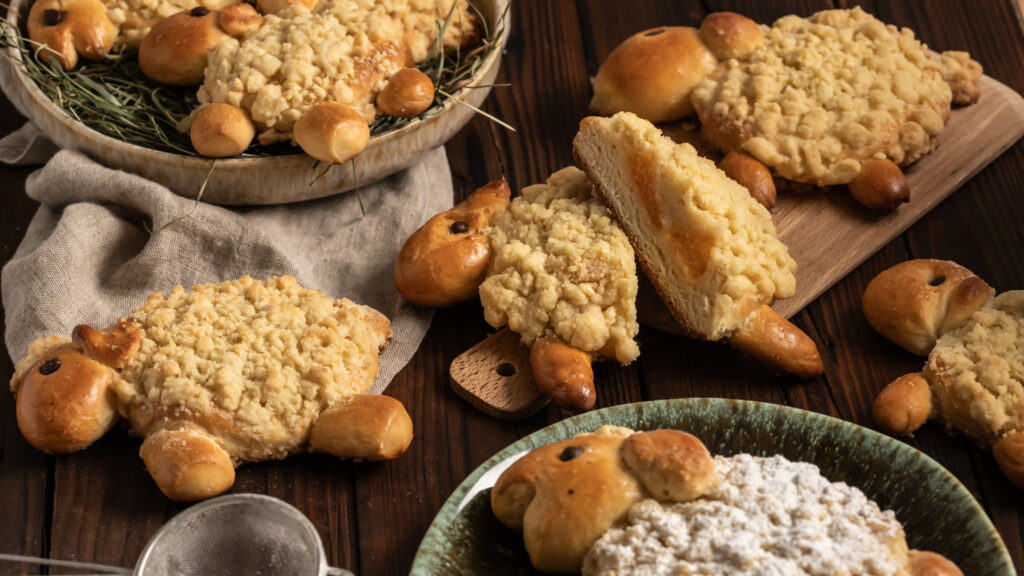 Vegane Osterlämmchen mit Streusel