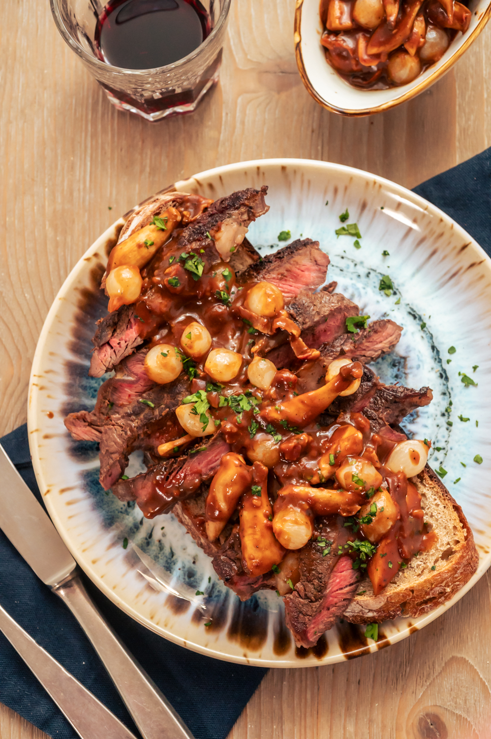 Rezept für Steak Bourguingnon aus der Pfanne