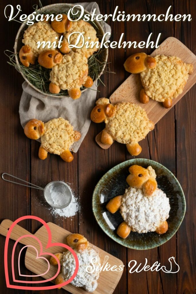 Süße Osterlämmchen mit Streusel Rezepte-SilkesWelt.de Rezept für veganes Osterlamm aus Hefeteig mit Dinkelmehl