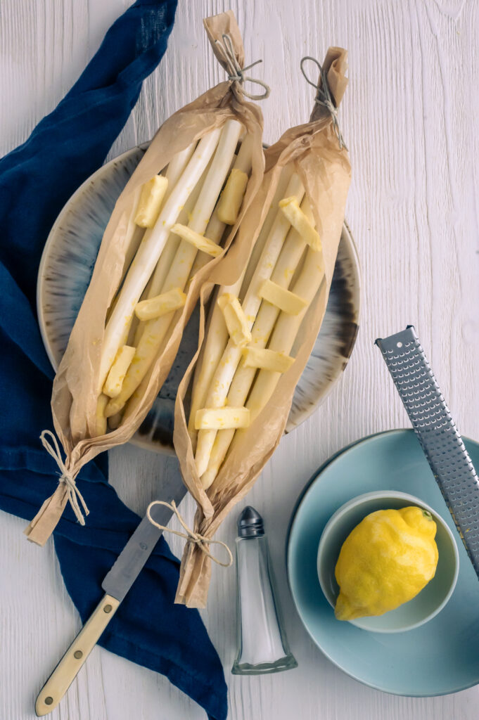 Spargel im Backpapier gegart Rezepte-SilkesWelt.de