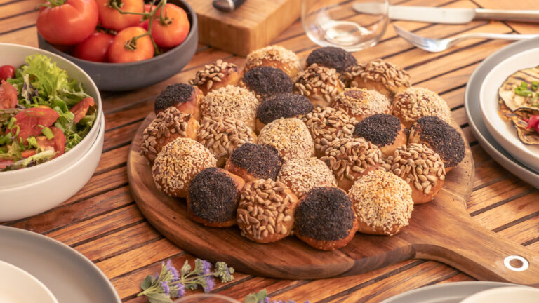 Rezept für Laugen Partybrötchen. Pull apart Brötchen, bubble bread Rezept