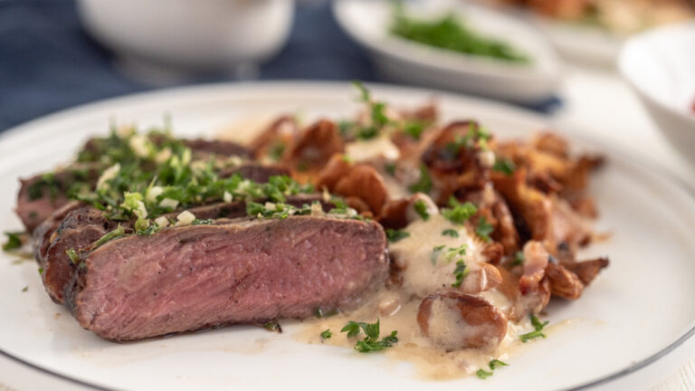 Rezept für schnelle Steak Pfanne mit Pfifferlinge
