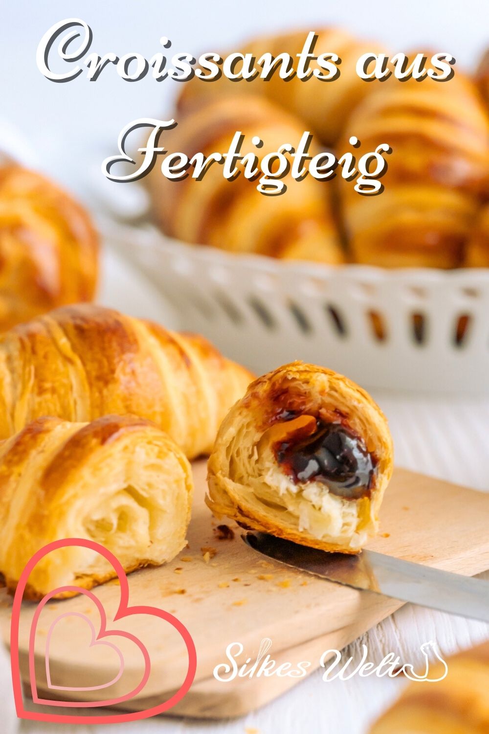 Croissants aus fertigem Blätterteig oder Plunderteig