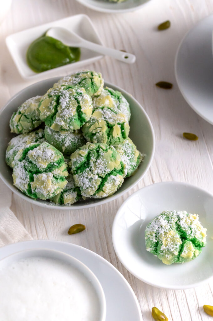 Pistazien Crinkle-Cookies mit Pistaziencreme selber machen
