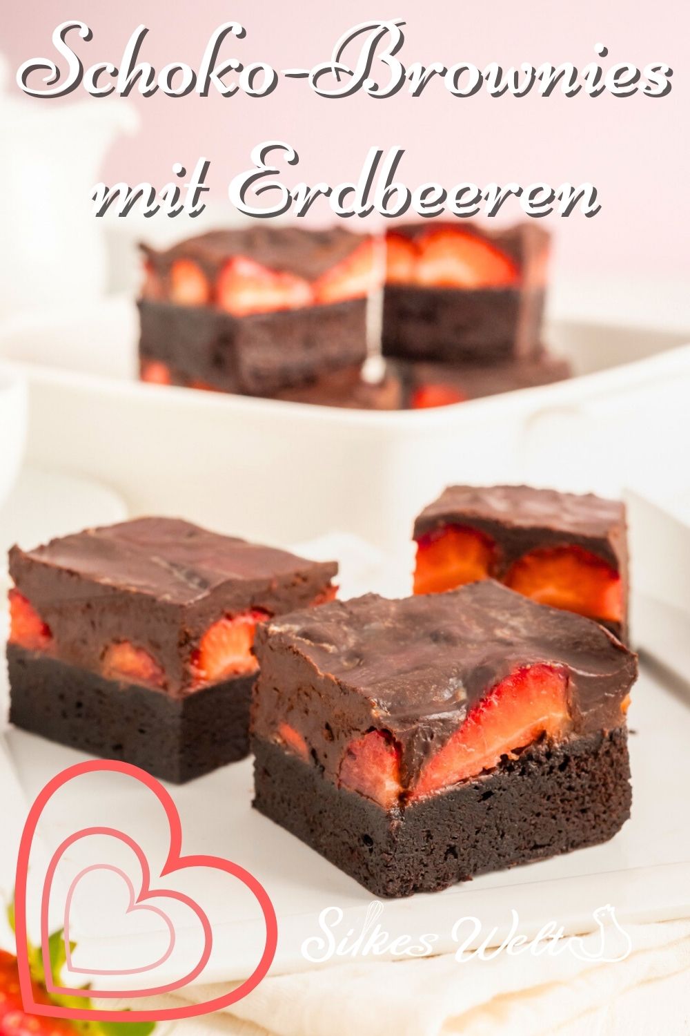 Brownies selber machen mit Erdbeeren und Schokolade, Rezept