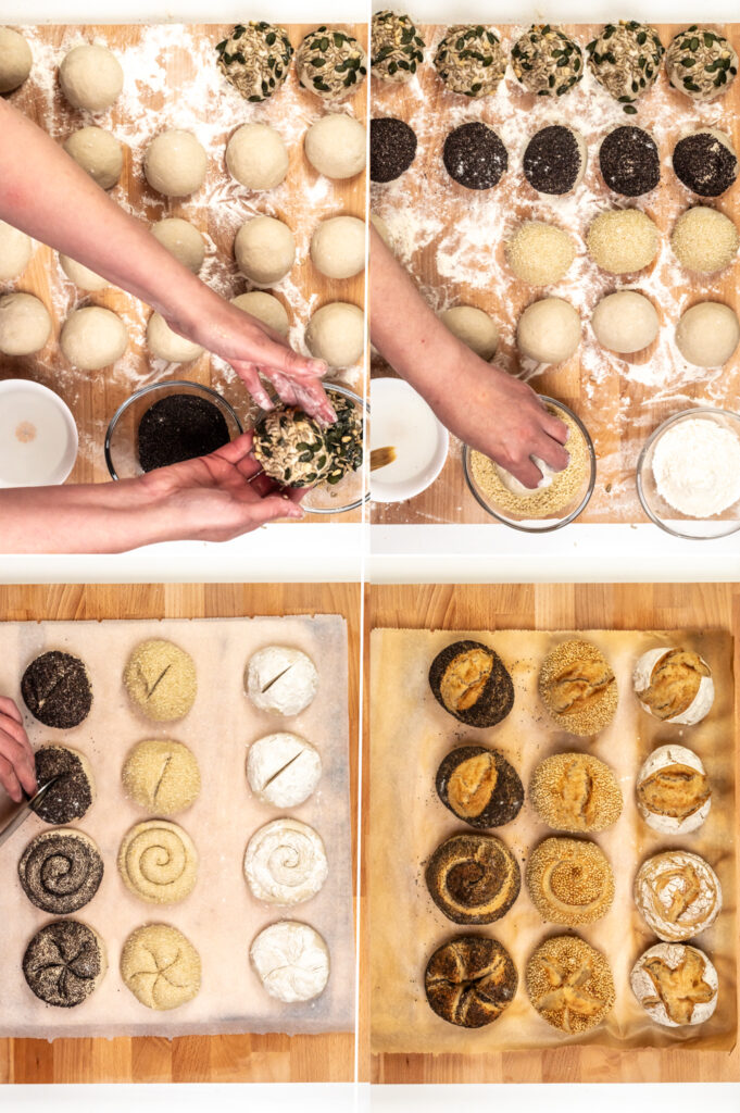 Schnelle Sonntagsbrötchen über Nacht selbst backen. Mit Backanleitung.