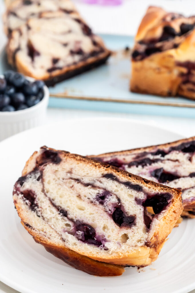 Fluffige Babka mit zweierlei von der Heidelbeere. Einfaches Rezept.
