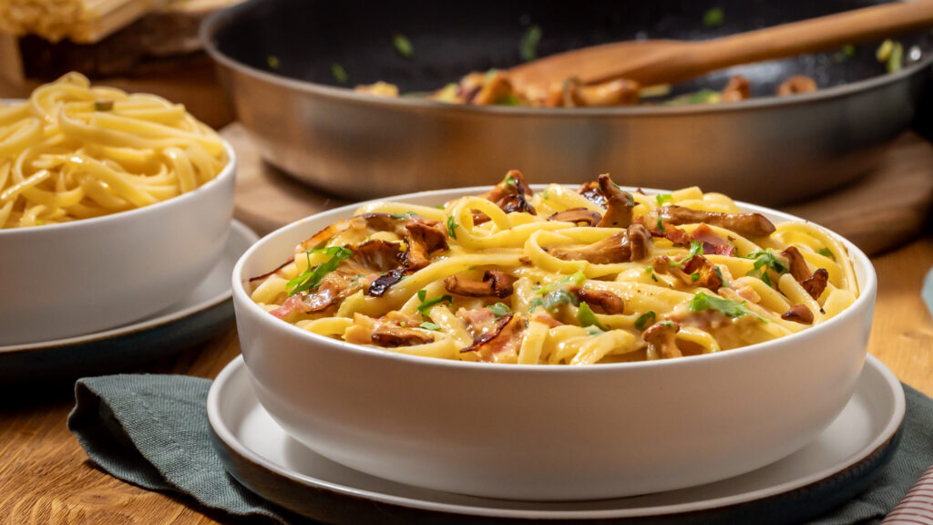 Pasta-Pfifferlinge ganz einfach Rezepte-SilkesWelt.de