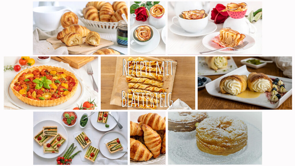Beliebte Rezepte mit Blätterteig. Vom einfachen Croissant bis zur deftigen Tarte ist alles dabei an schnellen und einfachen Rezeptideen,