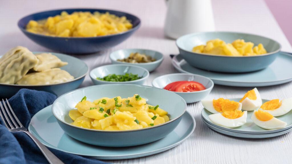 Mein Rezept für Kartoffelsalat ohne Öl, einfach aber besonders „schlotzig“!