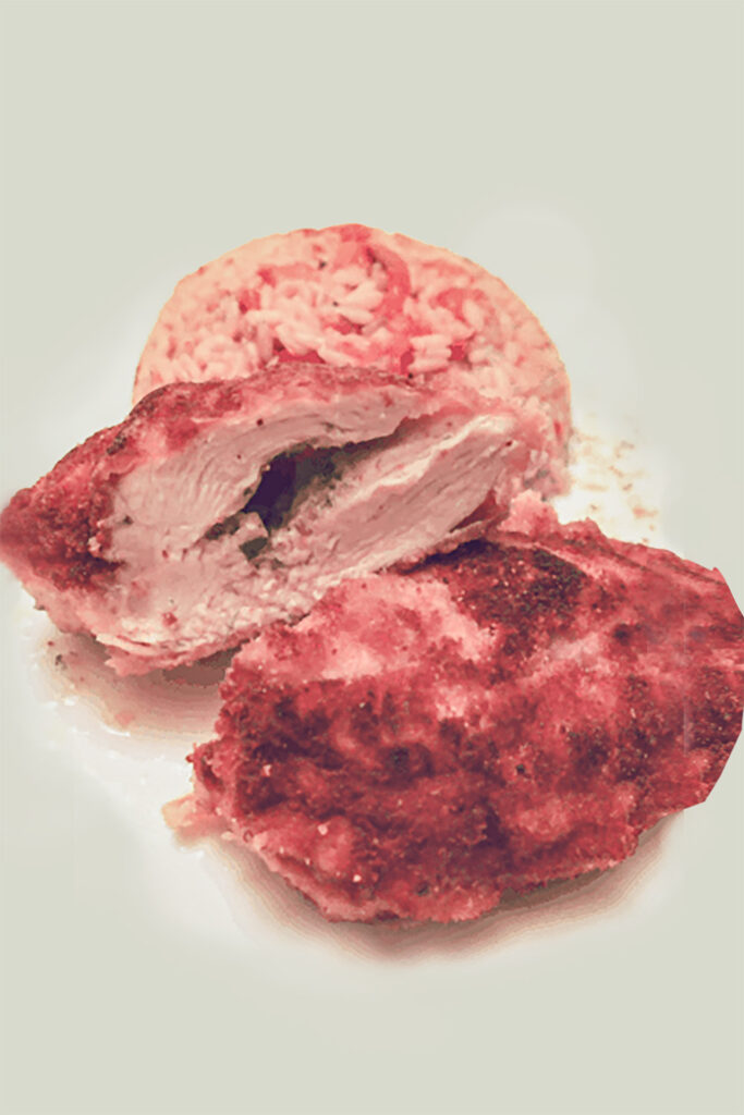 Saftige Maispoularde à la Jamie Oliver – Ein Genuss, der begeistert. Die Maispourladenbrust ist mit einer aromatischen Kräuterbutter gefüllt die dem Gericht seinen unverwechselbaren Geschmack verleiht.