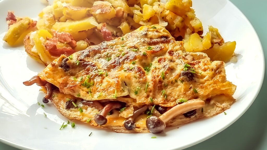 Schnelles Omelette mit Buchenpilze Rezept Rezepte-SilkesWelt.de