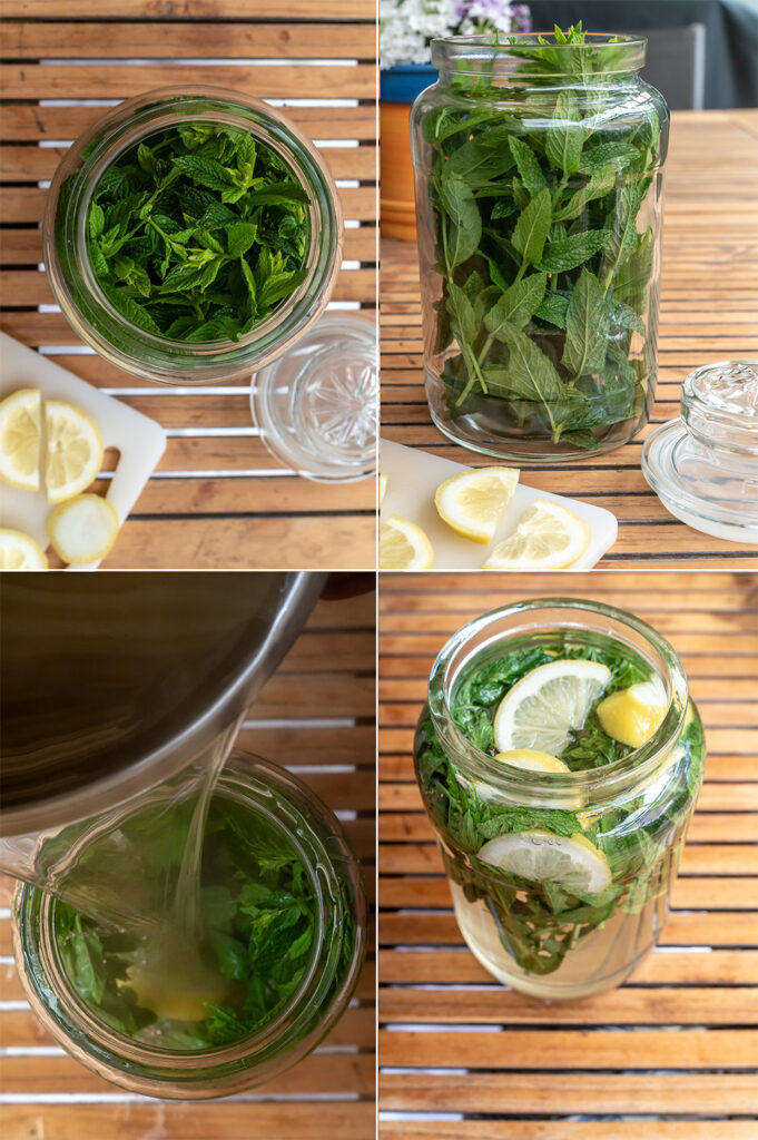 Zubereitung vom Sirup mit Minze