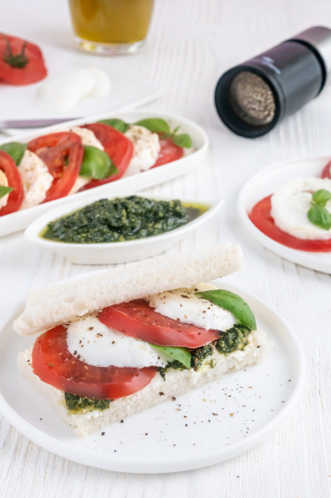 Mein Rezept für Caprese für ein Caprese Tramezzini Sandwich.