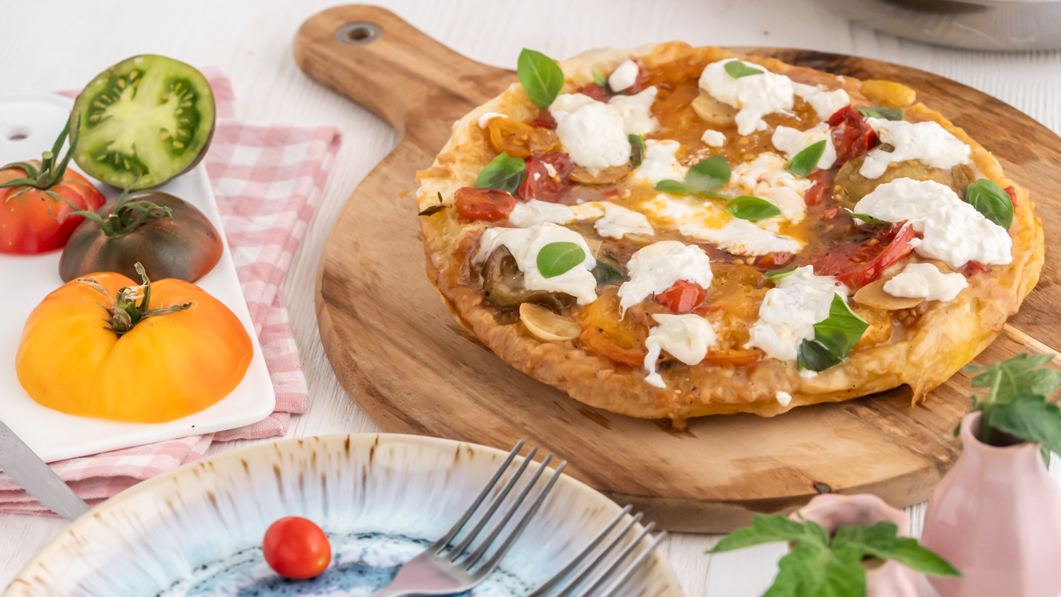 Rezept für Tomatentarte aus der Pfanne, Blitzrezept mit Blätterteig