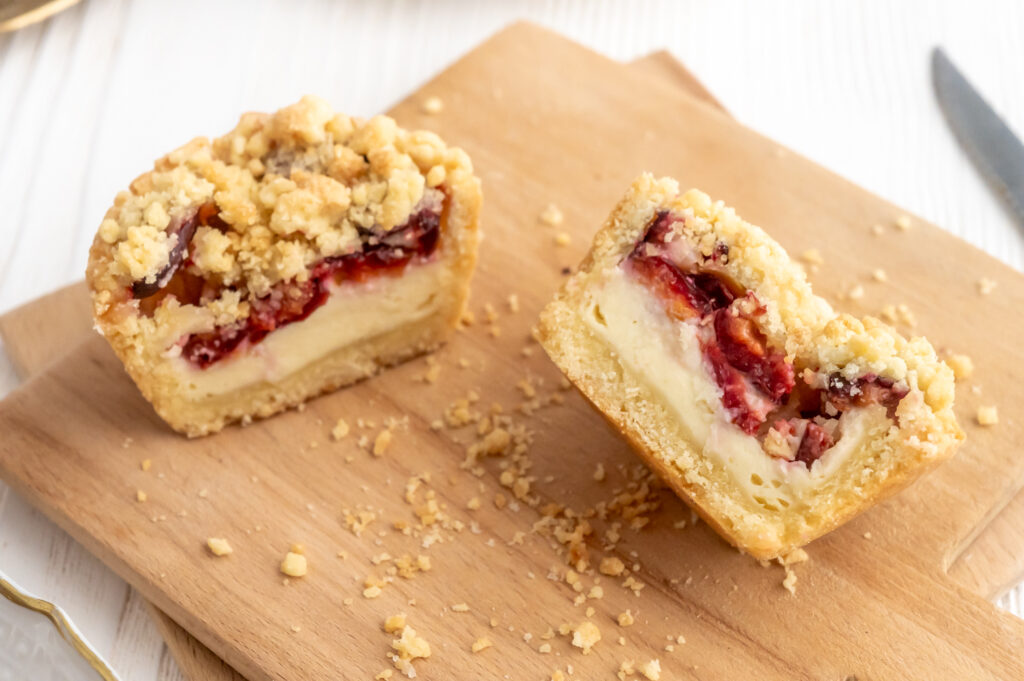 Einfache Zwetschgen-Käsekuchen Muffins Rezepte-SilkesWelt.de Käsekuchen-Zwetschgen Muffin ohne Backpulver